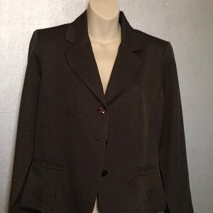 Olive green jacket and slacks